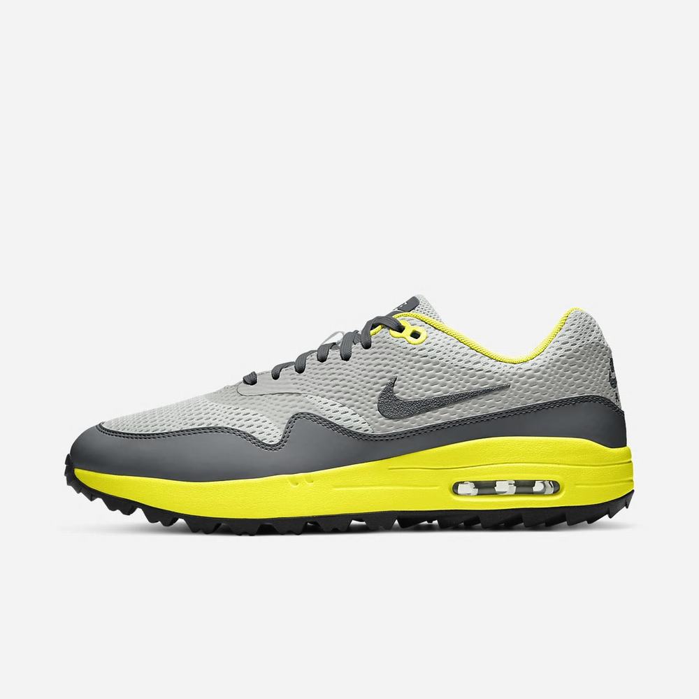 Chaussure De Golf Nike Air Max 1 G Grise 0829-147 Grey Fog/Photon Dust/Lemon Venom/Smoke Grey Homme | IWT-40312947